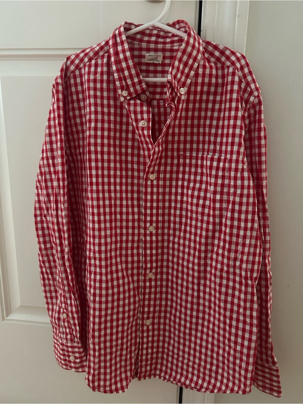 Crewcuts Red and White Gingham Button-Down Shirt boys size 12